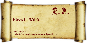 Révai Máté névjegykártya